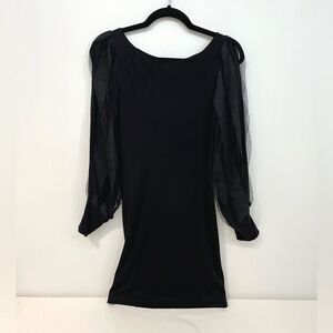 Alice + Olivia Wool Dress Sheer Balloon Long Sleeves Size Small